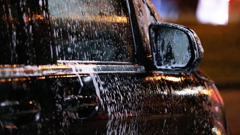 Night car wash detail